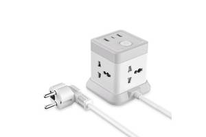 Удлинитель с USB 2 м XO WL20 4 розеток 2USB Type-C 10A 250V White/Grey