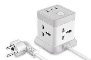 Удлинитель с USB 2 метра XO WL20 4 розеток 2USB Type-C 10A 250V White/Grey N