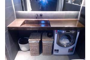 Умивальник підвісний щілинний бетонний. лофт з бетону, раковина, чаша, мийка, плитка, під замовлення, з каменю бетонного