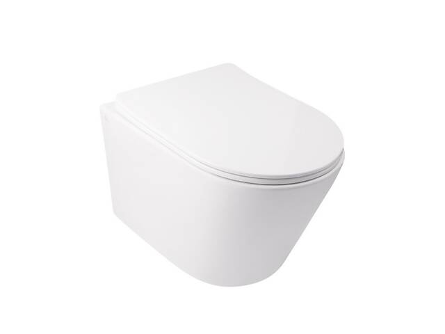 Унитаз Подвесной Qtap Swan Безободковый С Сидением Slim Soft-Close Qt16335178W