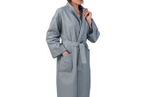 Вафельный халат Luxyart Кимоно размер (50-52) L 100% хлопок Серый (LS-3375)