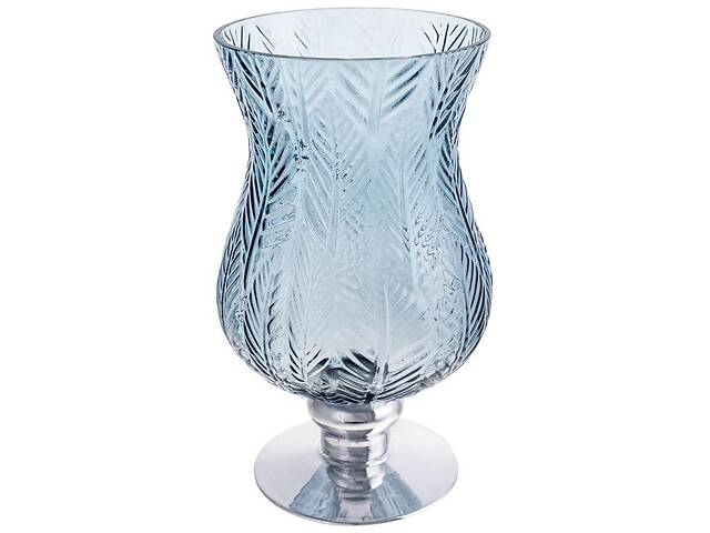 Ваза декоративная Ancient Glass Розалин 14х15х25см, синий с серебром