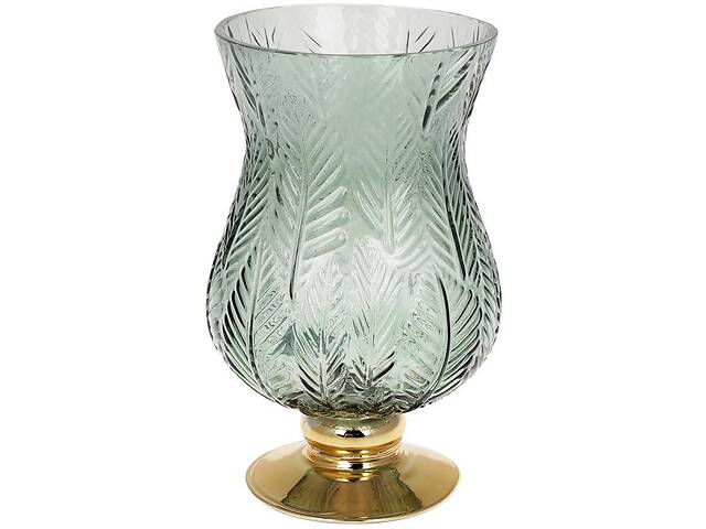 Ваза декоративная Ancient Glass Розалин 14х15х25см, зеленое стекло