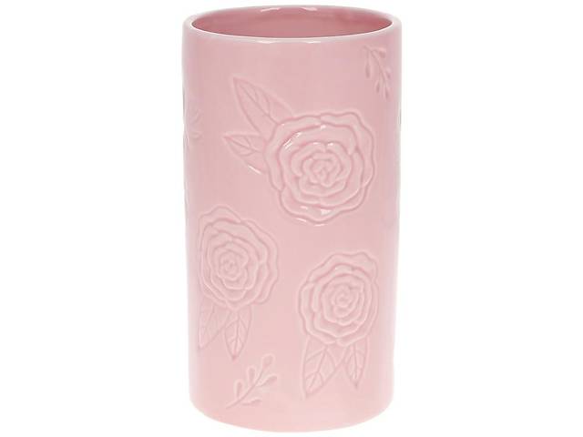 Ваза 'Розовая Роза' 12.1х12х21.9см керамическая розовая
