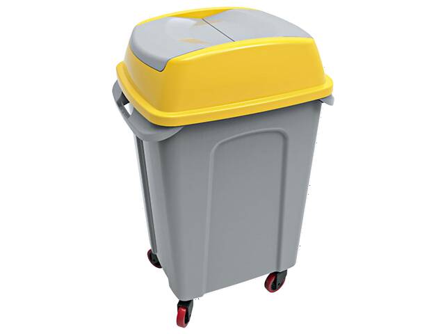 Бак для мусора на колесах Planet HIP 70л серо-желтый