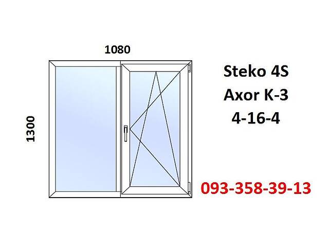 Окно пластиковое 1080x1300 открывающее (металлопластиковое) за 7-14 дней.