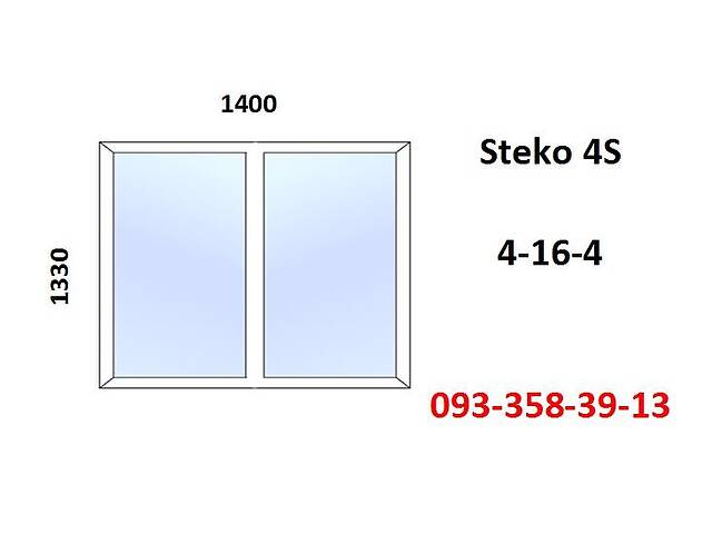 Вікно пластикове 1400x1330 глухе (металопластикове) за 7-14 днів.