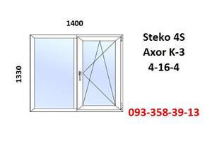 Окно пластиковое 1400x1330 открывающее (металлопластиковое) за 7-14 дней.