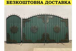 Ворота ковані з профнастилом і хвірткою +380 (96) 536 41 01