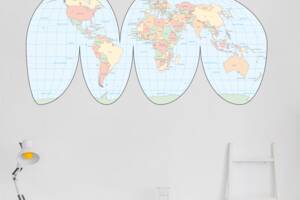 Виниловая интерьерная наклейка декор на стену 'Карта мира на английском языке без террористов' разноцветный НС000871...