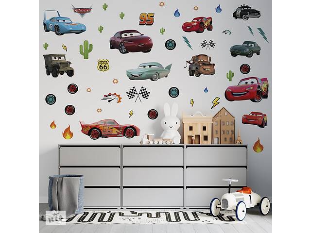 Виниловая интерьерная наклейка декор на стену обои и другие поверхности 'Тачки. Машины. Автомобили' 120х80 см Кавун р...