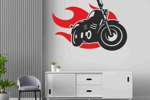 Виниловая интерьерная наклейка декор на стену обои и другие поверхности Мотоцикл Мотоциклист Байк Кавун 100х80 см