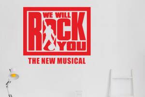 Виниловая интерьерная наклейка декор на стену обои и другие поверхности 'Queen - We will rock you' красная НС000874 К...