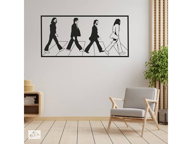 Виниловая интерьерная наклейка декор на стену обои и другие поверхности 'Группа Beatles. Музыка' НС000877 Кавун 60х30 см