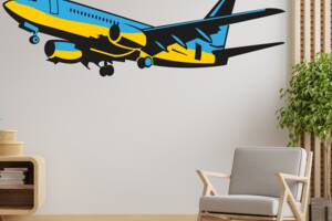 Виниловая интерьерная наклейка декор на стену обои и другие поверхности 'Украинский Самолет' разноцветный НС000883 Ка...