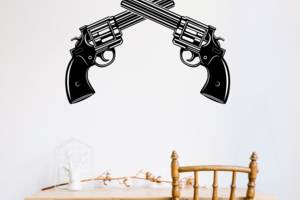 Виниловая интерьерная наклейка декор на стену обои и другие поверхности 'Револьверы. Оружие' НС000884 Кавун 60х45 см