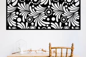 Виниловая интерьерная наклейка декор на стену Растительный орнамент контур Кавун черный 100х60 см