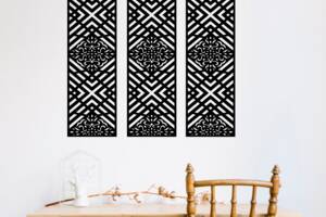 Виниловая интерьерная наклейка декор на стену Узоры Три полосы Кавун черный 60х60 см