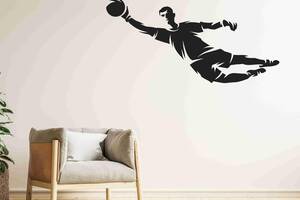 Виниловая интерьерная наклейка декор на стену и обои для мальчика 'Футболист ловит мяч. Футбол' Кавун 100х60 см