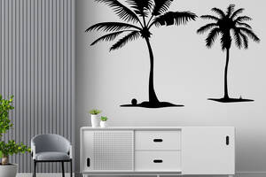 Виниловая интерьерная наклейка декор на стену и обои стекло мебель зеркало металл 'Пальмы с кокосами' Кавун 120х100 см