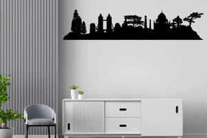 Виниловая интерьерная наклейка декор на стену и обои стекло мебель зеркало металл 'Здания городов' Кавун 100х40 см