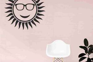 Виниловая интерьерная наклейка декор на стену и обои стекло мебель зеркало металл 'Солнце в очках Кавун 100х100 см