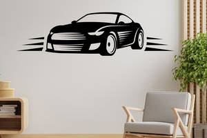 Виниловая интерьерная наклейка декор на стену и обои стекло мебель зеркало металл 'Черный Автомобиль' Кавун 100х80 см