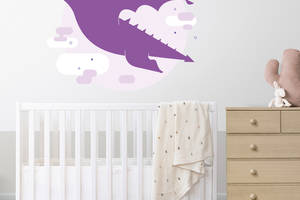 Виниловая интерьерная наклейка декор на стену и обои в детскую комнату 'Фиолетовый дракон' Кавун 100х100 см