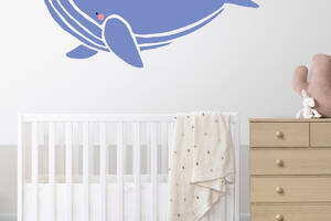 Виниловая интерьерная наклейка декор на стену и обои в детскую комнату 'Большой кит' Кавун 100х100 см