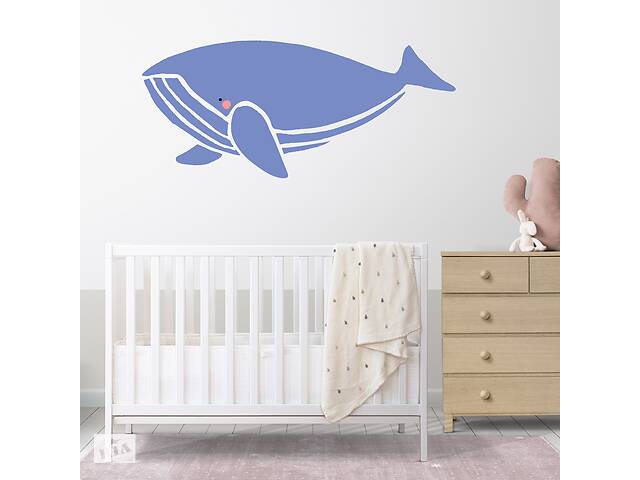 Виниловая интерьерная наклейка декор на стену и обои в детскую комнату 'Большой кит' Кавун 100х100 см