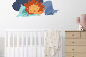 Виниловая интерьерная наклейка декор на стену и обои в детскую комнату 'Спящий львенок' Кавун 100х100 см