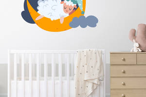 Виниловая интерьерная наклейка декор на стену и обои в детскую комнату 'Спящий барашек' Кавун 100х80 см