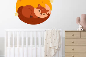 Виниловая интерьерная наклейка декор на стену и обои в детскую комнату 'Спящий лисенок' Кавун 100х100 см
