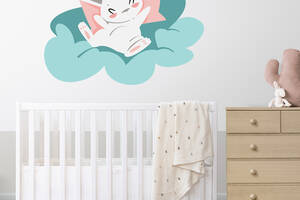 Виниловая интерьерная наклейка декор на стену и обои в детскую комнату 'Спящий зайчонок' Кавун 100х80 см
