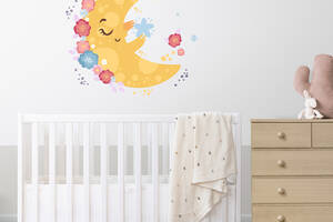 Виниловая интерьерная наклейка декор на стену и обои в детскую комнату 'Месяц в цветах' Кавун 100х100 см