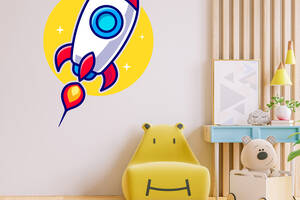 Виниловая интерьерная наклейка декор на стену и обои в детскую комнату 'Космический корабль' Кавун 100х100 см