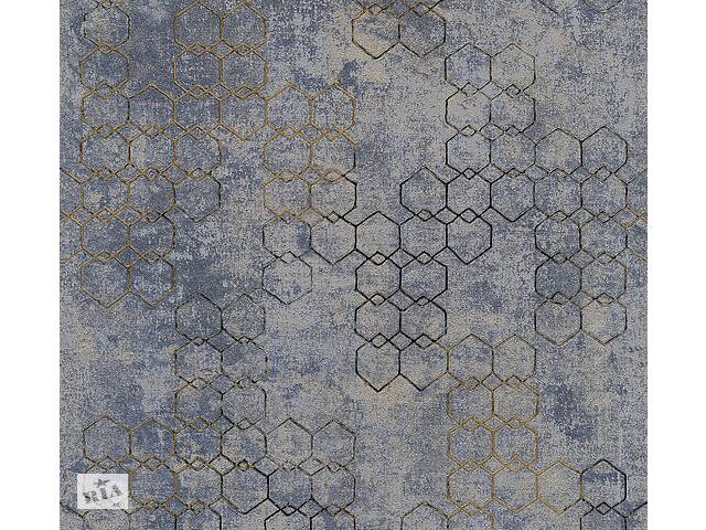 Вінілові шпалери на флізеліновій основі A.S.Creation New Walls 37424-5 Синій-Золотий