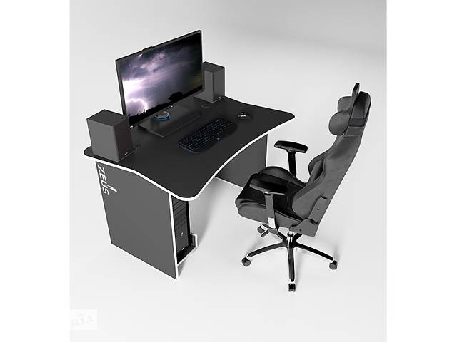 Игровой геймерский стол ZEUS™ ALT-1 черный/белый