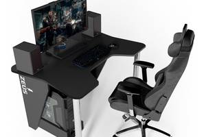 Игровой стол ZEUS IGROK-3L, черный/черный с LED подсветкой