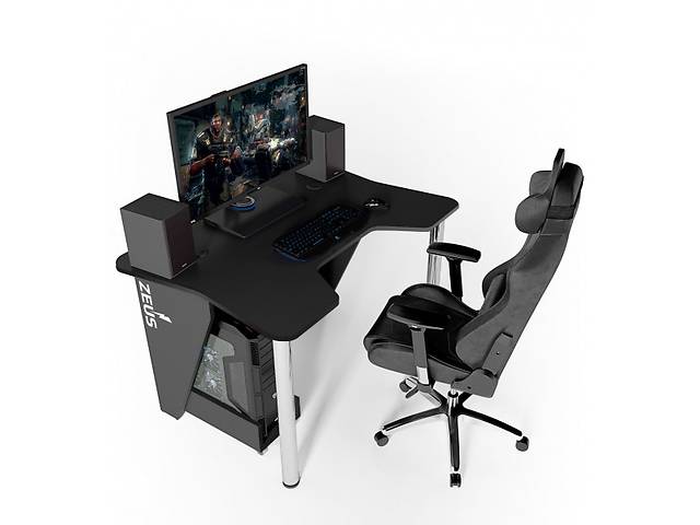 Игровой стол ZEUS IGROK-3L, черный/черный с LED подсветкой