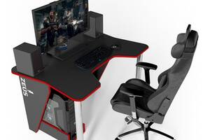 Игровой стол ZEUS IGROK-3L, черный/красный с LED подсветкой