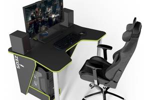 Игровой стол ZEUS IGROK-3L, черный/зеленый с LED подсветкой