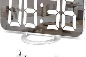 Зеркальный будильник U-picks, цифровые часы, большой 6,5-дюймовый светодиодный дисплей Белый