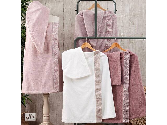 Женский набор полотенец Pupilla Flor для сауны: полотенце-юбка на липучке, чалма, тапочки