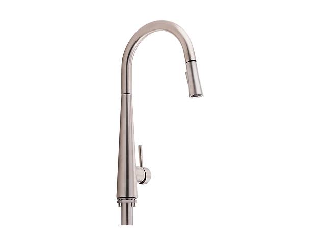 Змішувач для кухні Qtap Evicka з висувним виливом QTEVI91103UN Brushed Nickel PVD