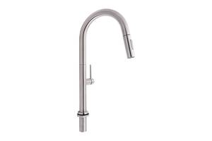 Змішувач для кухні Qtap Lenicka з висувним виливом QTLEN9138103UN Brushed Nickel PVD