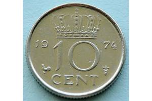 10 центов 1974 года. Нидерланды.