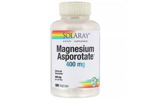 Аспартат Магния, Magnesium Asporotate, Solaray, 400 мг, 180 Капсул