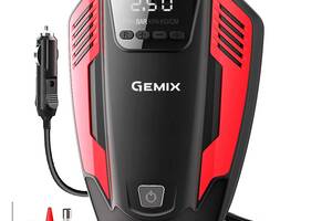 Автокомпресор GEMIX Model E black/red поршневий, цифровий манометр, функція AUTOSTOP, ліхтарик, 35 л/хв