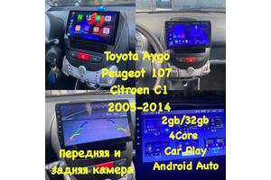 Автомагнитола 2/32gb CarPlay Android Auto Peugeot 107 Toyota Aygo Citroen C1 2005-2014